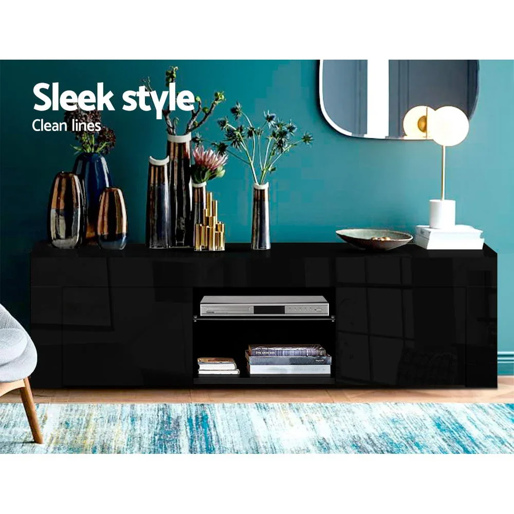 Entertainment Unit TV Cabinet LED 130cm Black Angus - Image 5