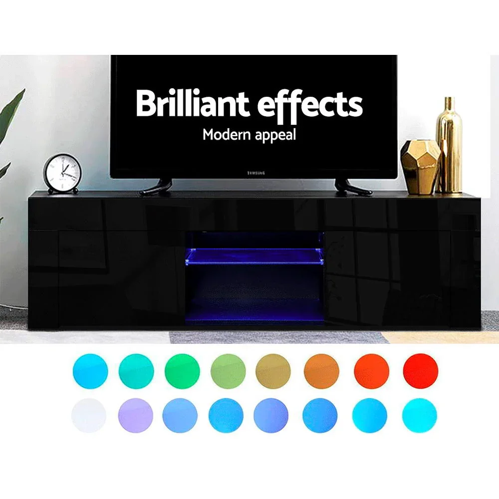 Entertainment Unit TV Cabinet LED 130cm Black Angus - Image 6