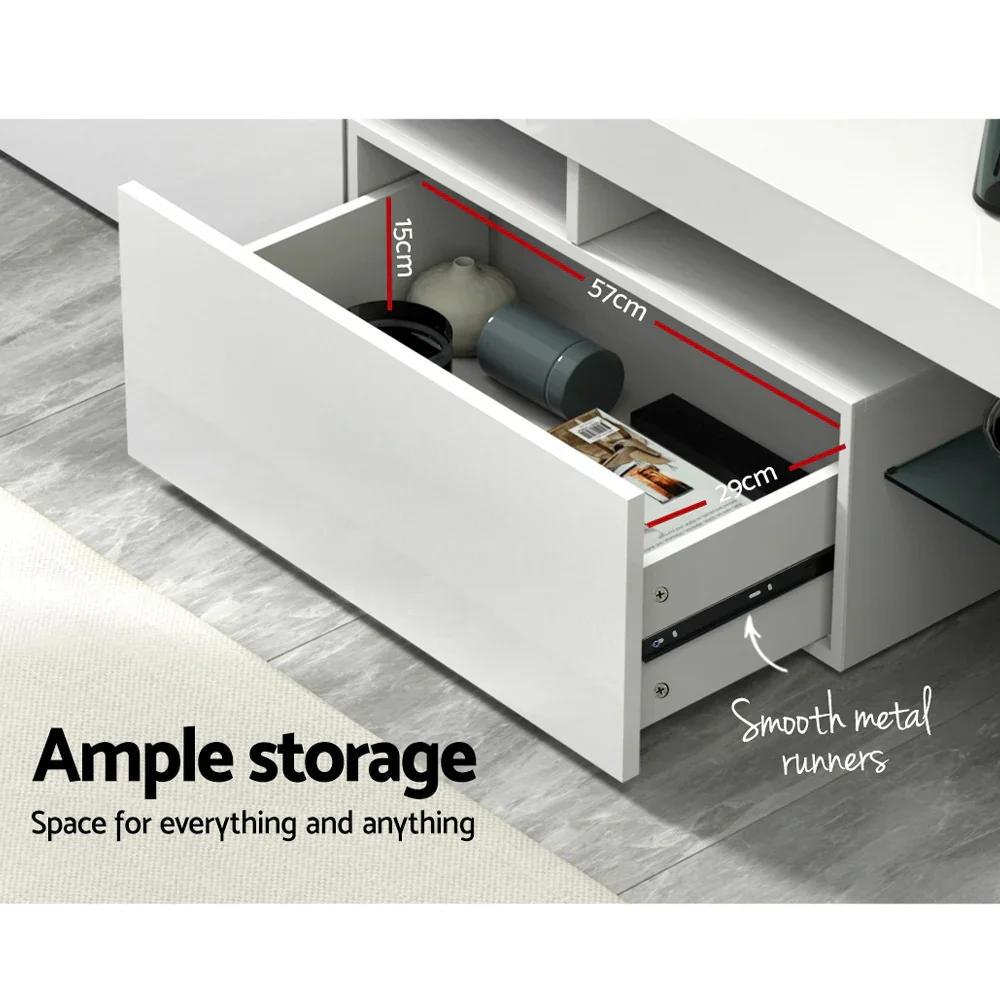 Entertainment Unit TV Cabinet LED 189cm White Elo - Image 4