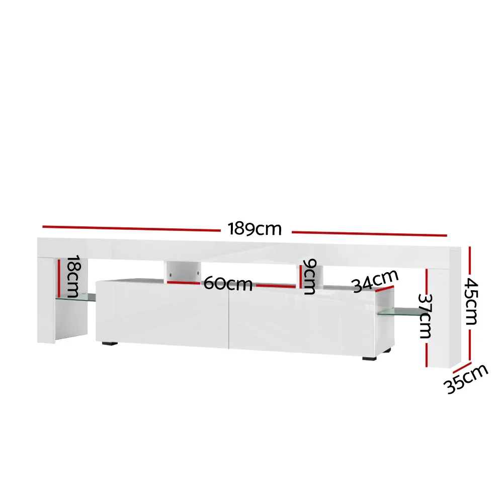 Entertainment Unit TV Cabinet LED 189cm White Elo - Image 5