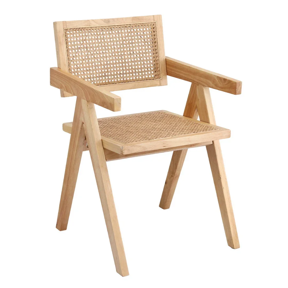 1x Dining Chair Wooden Rattan Seat Rubber Wood Frame - Image 7
