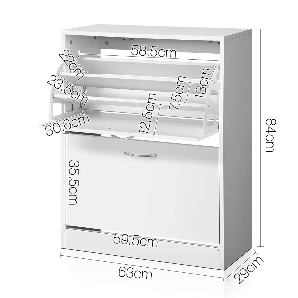 Shoe Rack Cabinet Adjustable Shelves 24 Pairs White Iris - Image 3