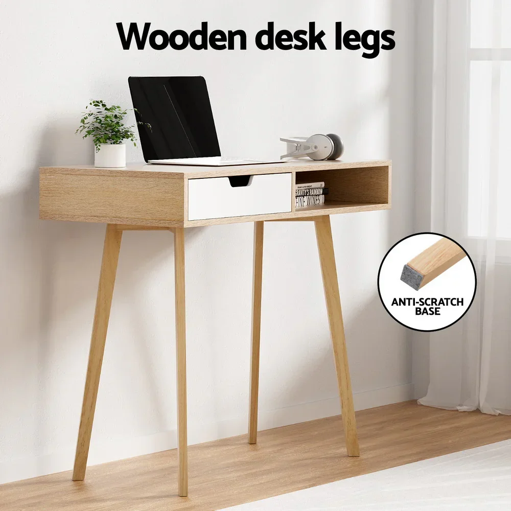 Computer Desk Drawer Cabinet Shelf Oak 90CM - Image 6