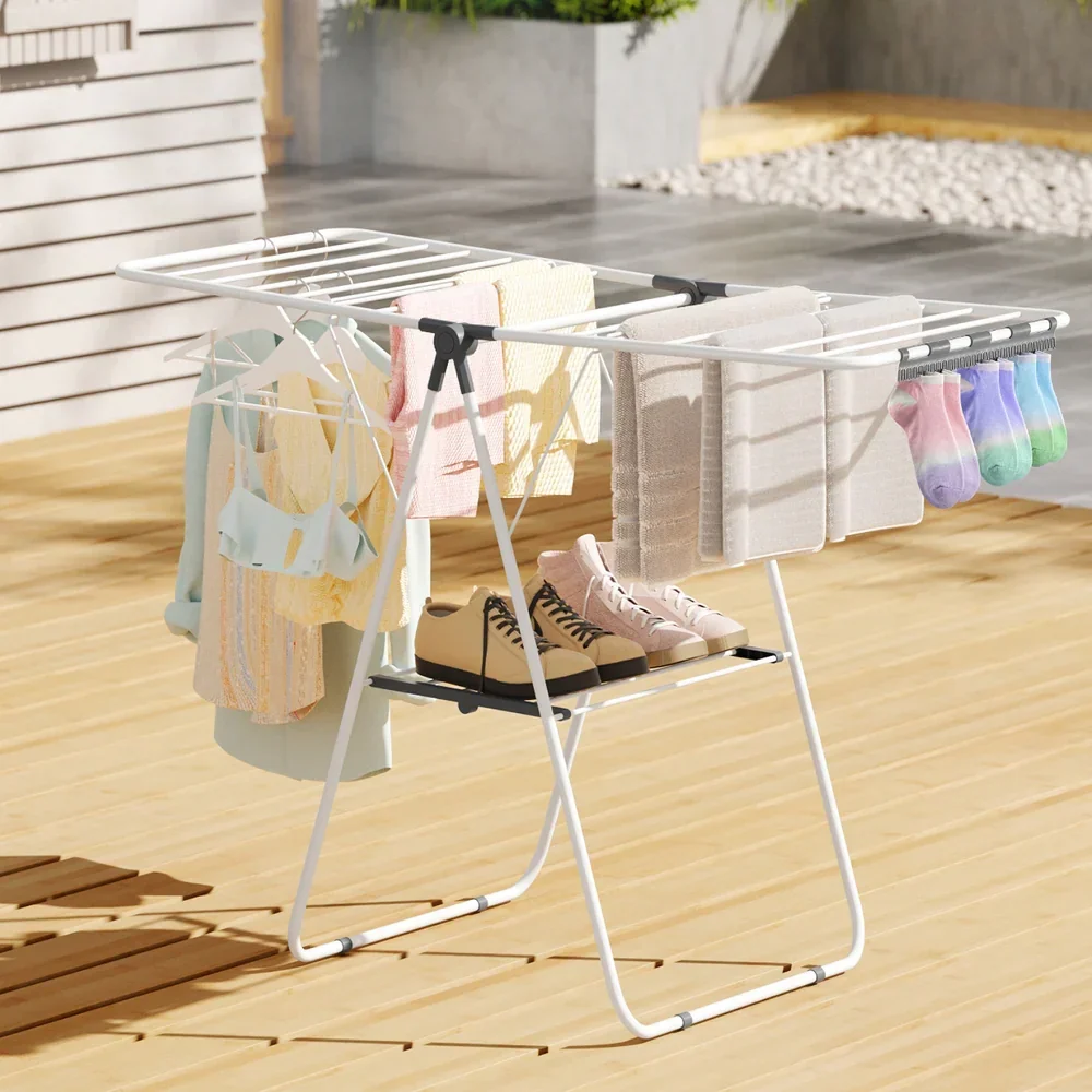 2 Tier Clothes Rack Airer Foldable 139CM White
