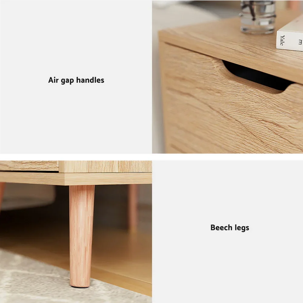 2 x Bedside Table 2 Drawers - BODEN Pine - Image 4