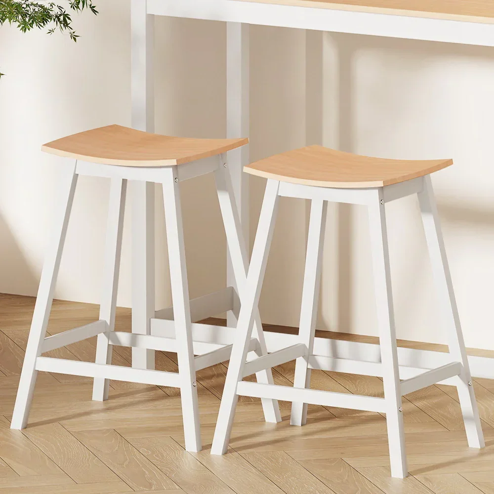 2x Bar Stools Wooden Chairs Oak - Image 8