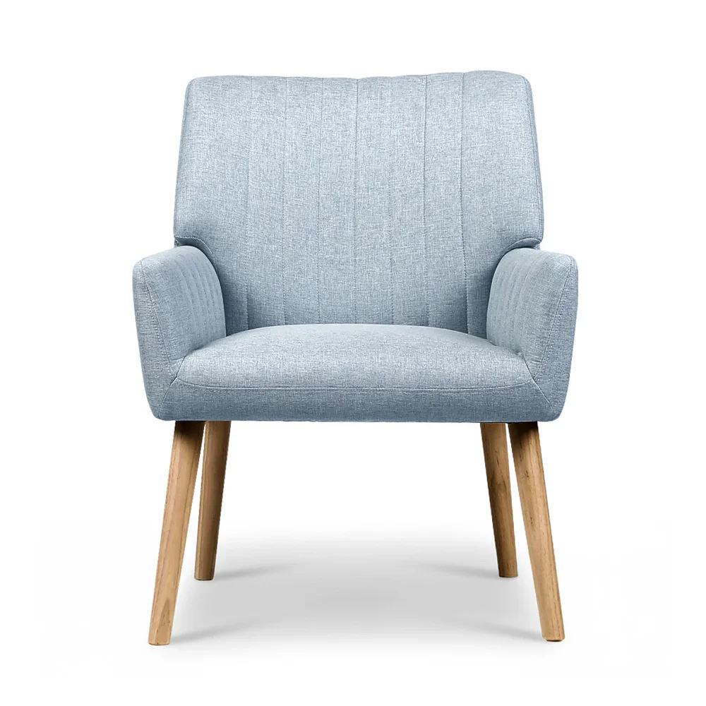2X Armchair Fabric Blue Grey - Image 6