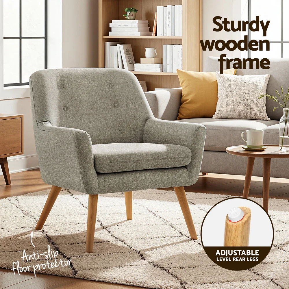 2X Armchair Lounge Chair Accent Tub Chair Beige ANNE - Image 3