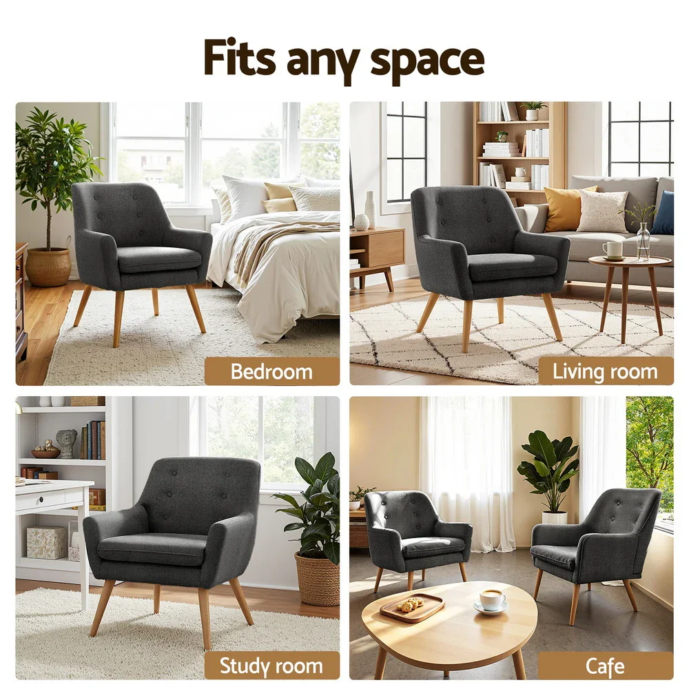 2X Armchair Lounge Chair Accent Tub Chair Charcoal ANNE - Image 4
