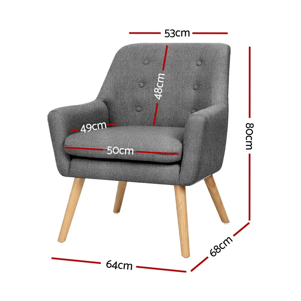 2X Armchair Lounge Chair Accent Tub Chair Grey ANNE - Image 5