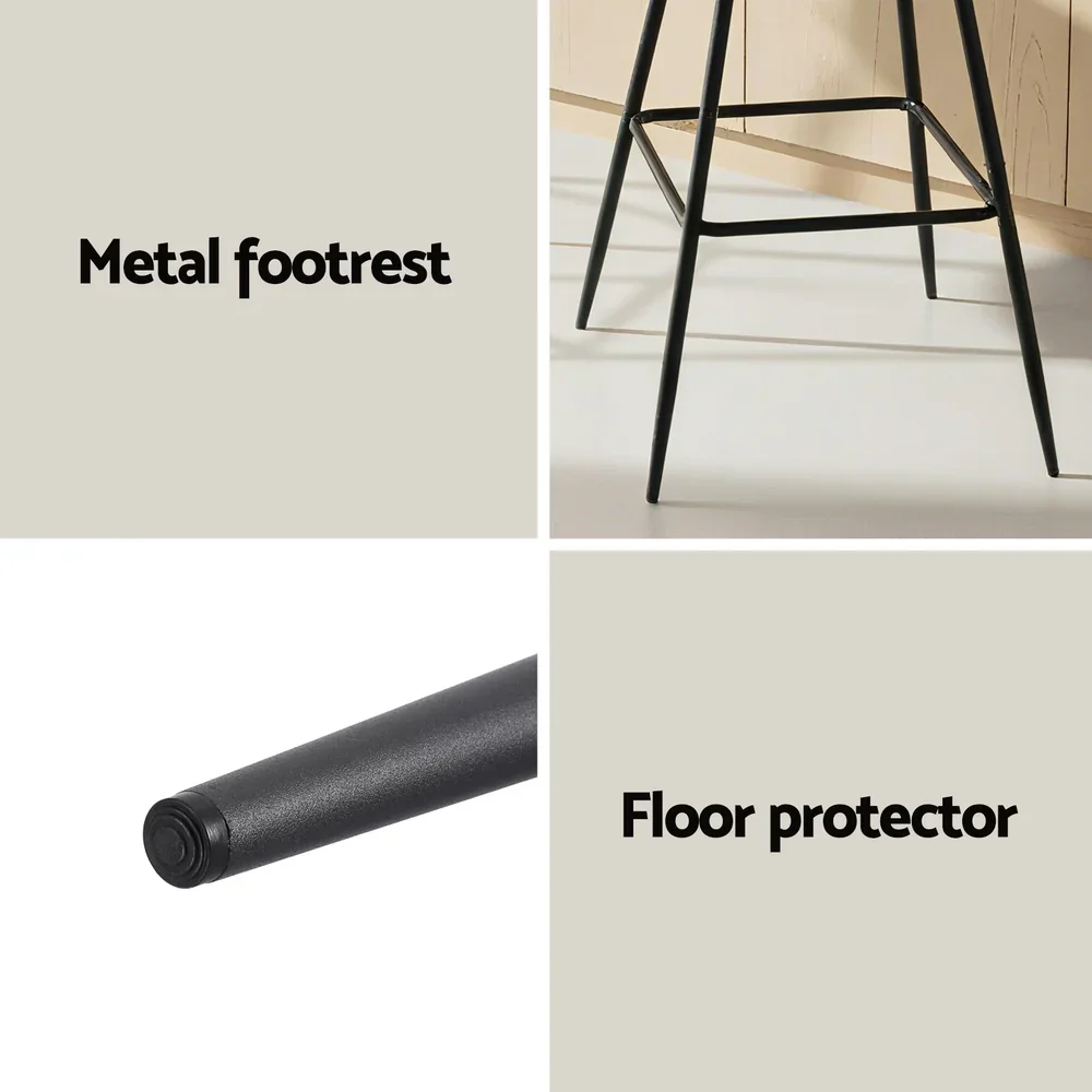 2x Bar Stools Kitchen Dining Chair Counter Stool Diamond PU Leather Black - Image 4
