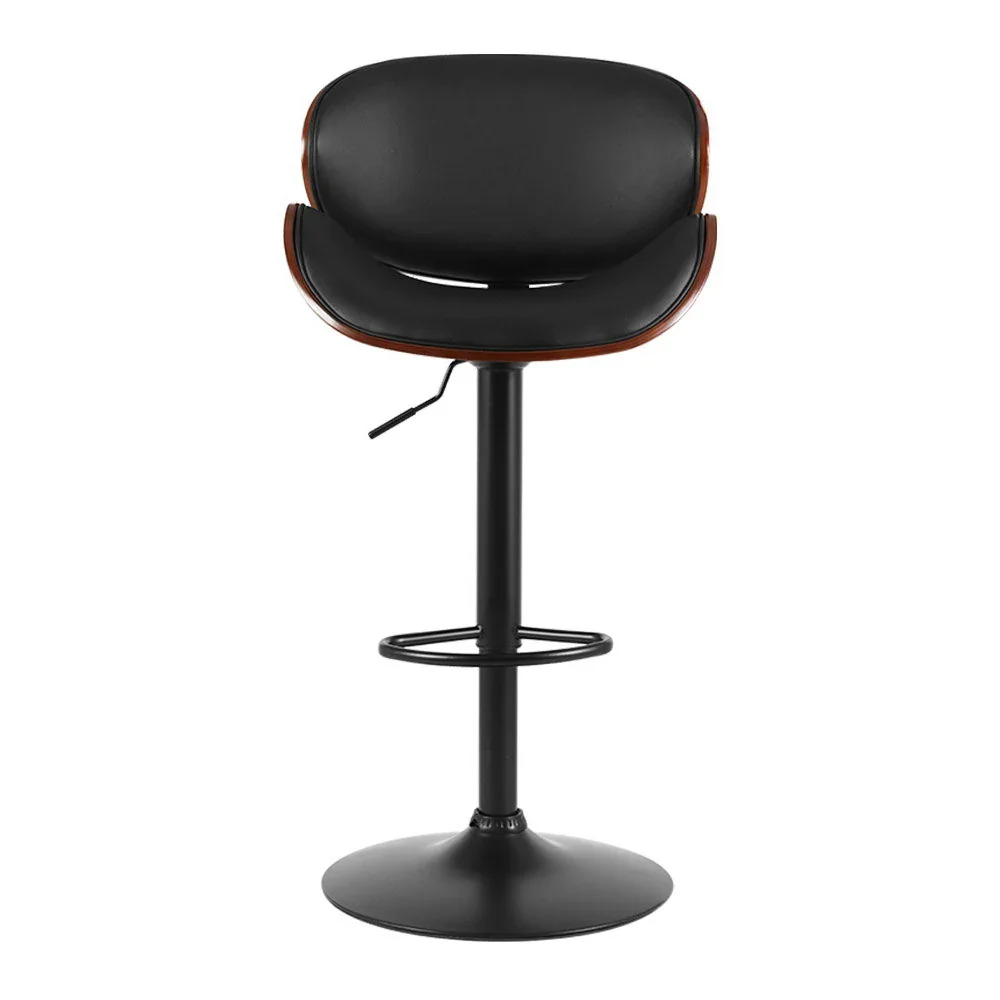 Bar Stools Kitchen Leather Barstools Swivel Gas Lift Chairs Black x2 - Image 3