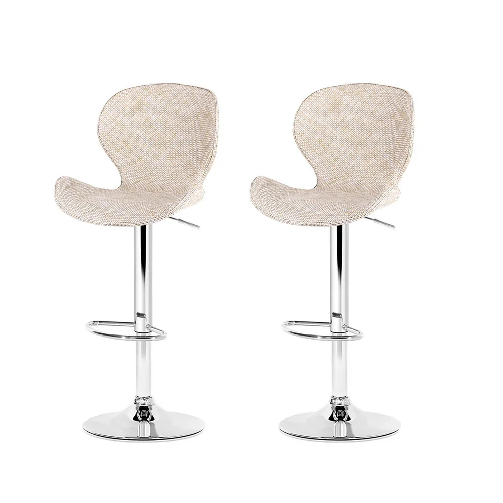 2x Bar Stools Kitchen Swivel Gas Lift Counter Chair Wing PE Rattan Beige - Image 7