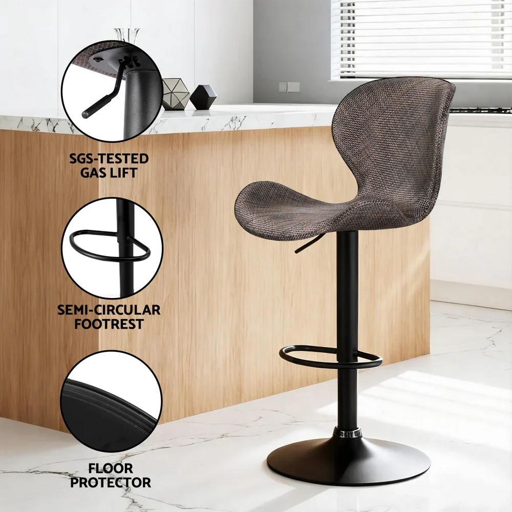 2x Bar Stools Kitchen Swivel Gas Lift Counter Chair Wing PE Rattan Brown - Image 4