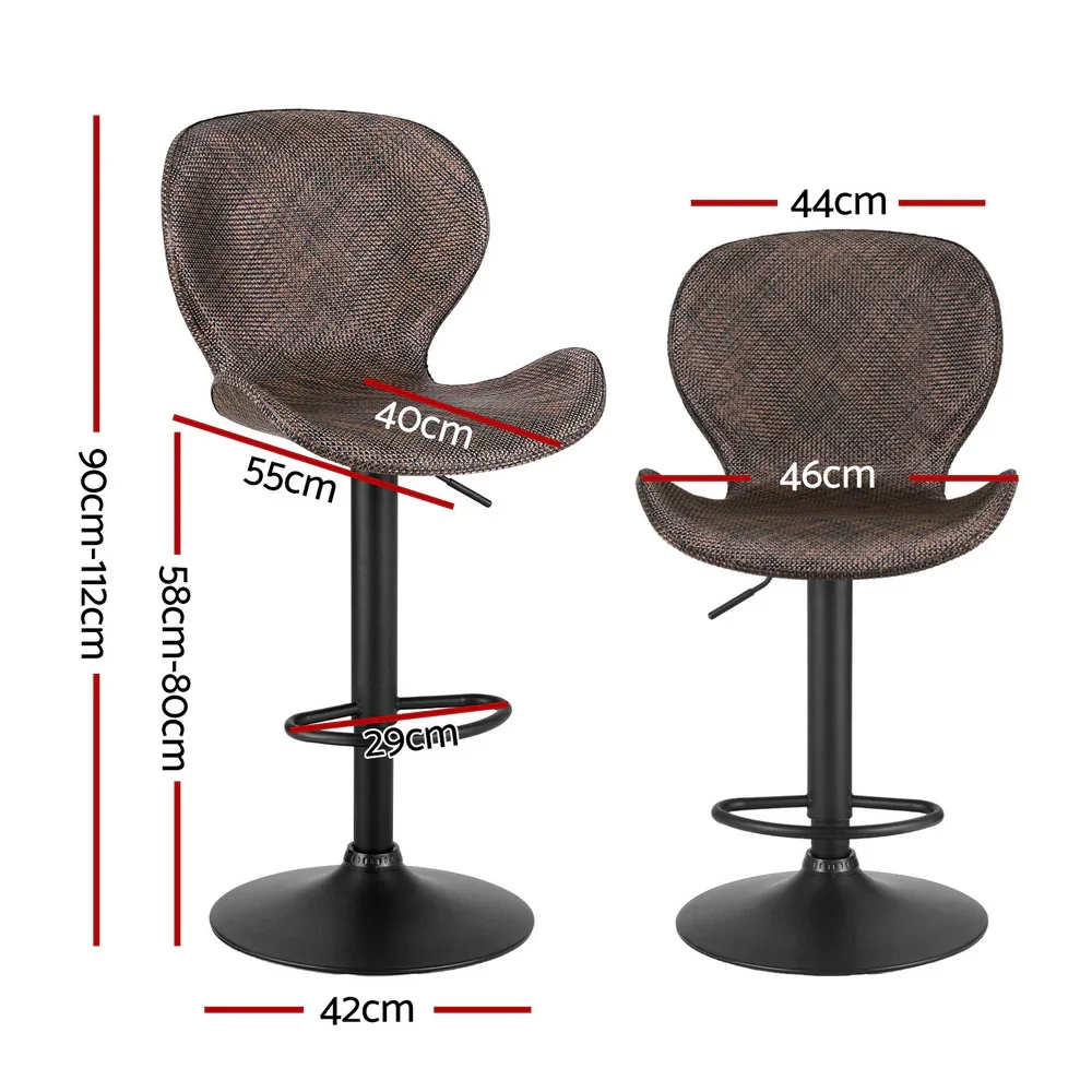 2x Bar Stools Kitchen Swivel Gas Lift Counter Chair Wing PE Rattan Brown - Image 5