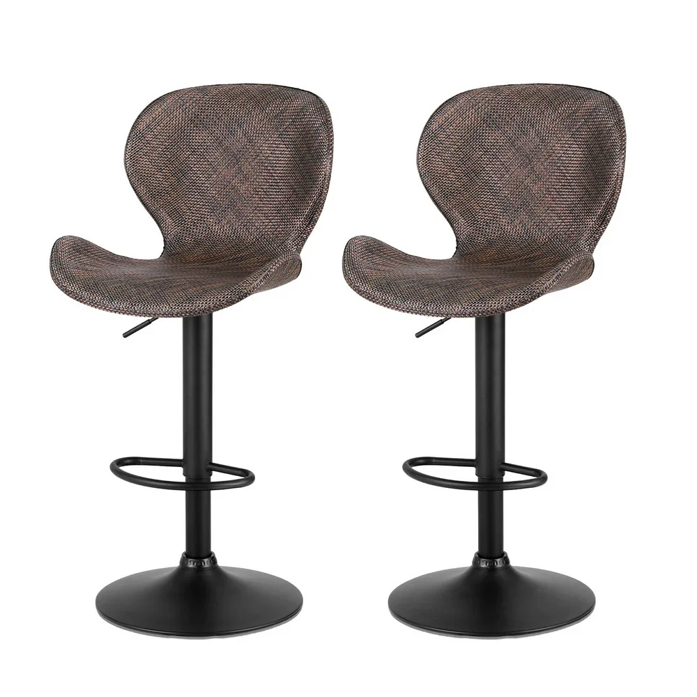 2x Bar Stools Kitchen Swivel Gas Lift Counter Chair Wing PE Rattan Brown - Image 7