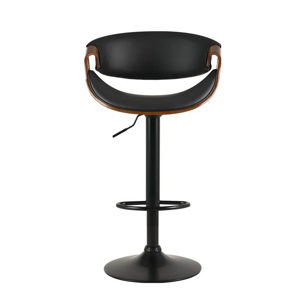 2x Bar Stools Gas Lift Leather w/Armrest - Image 3