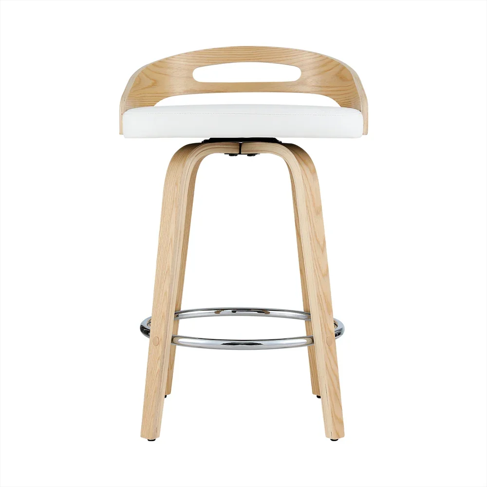 2x Bar Stools Swivel Dining Chairs Low Back Counter Seat PU Cushion - Image 3