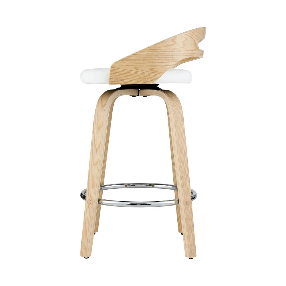 2x Bar Stools Swivel Dining Chairs Low Back Counter Seat PU Cushion - Image 4