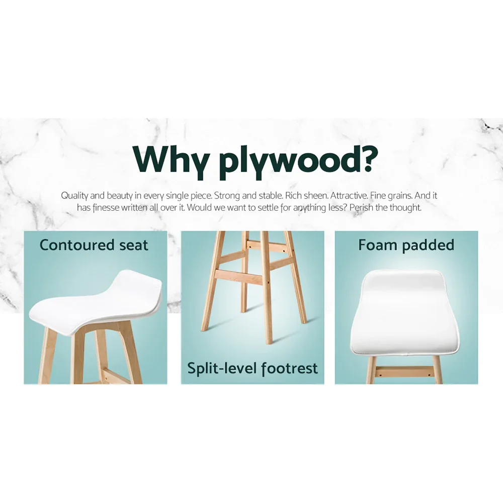 2x Bar Stools Wooden Stool White - Image 5