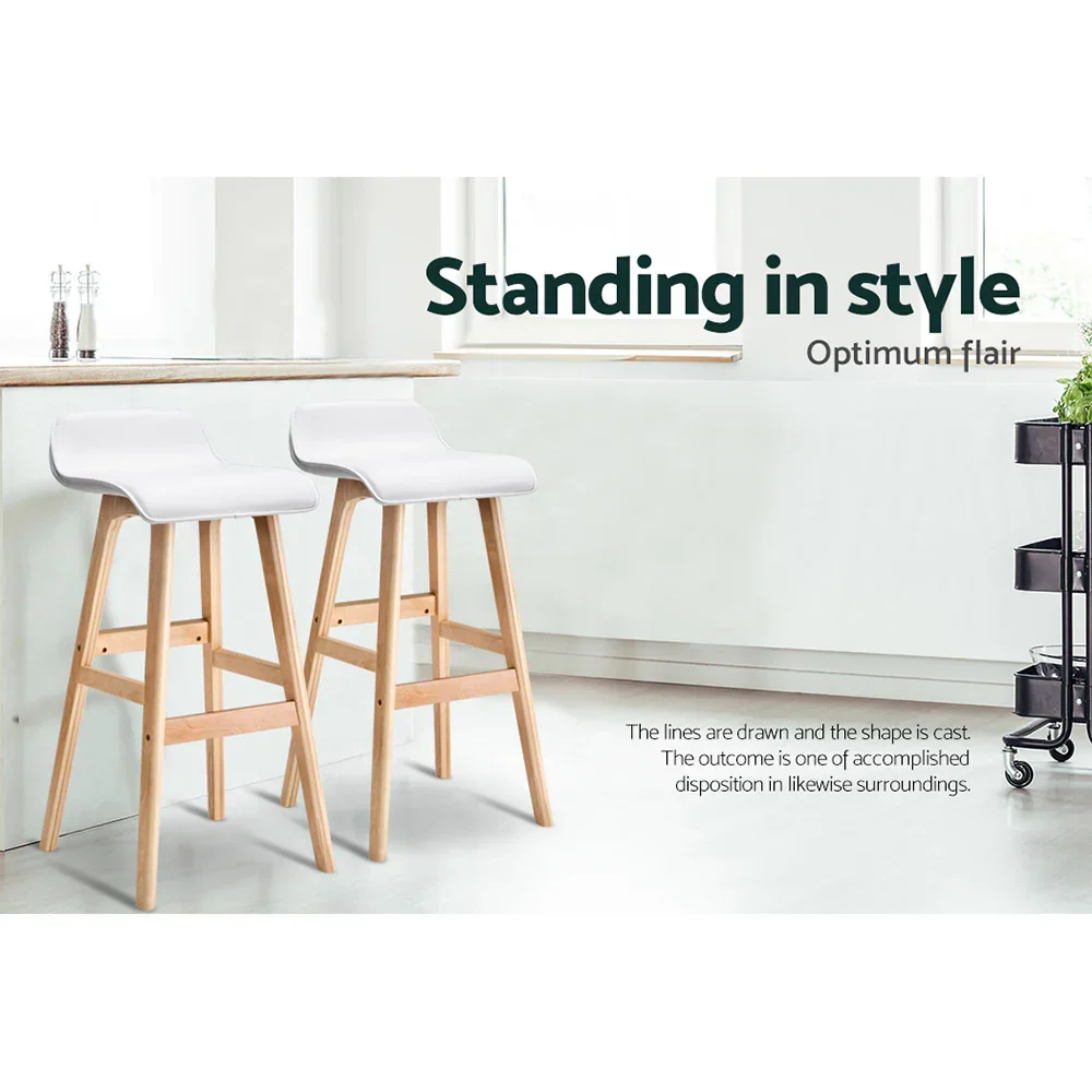 2x Bar Stools Wooden Stool White - Image 6
