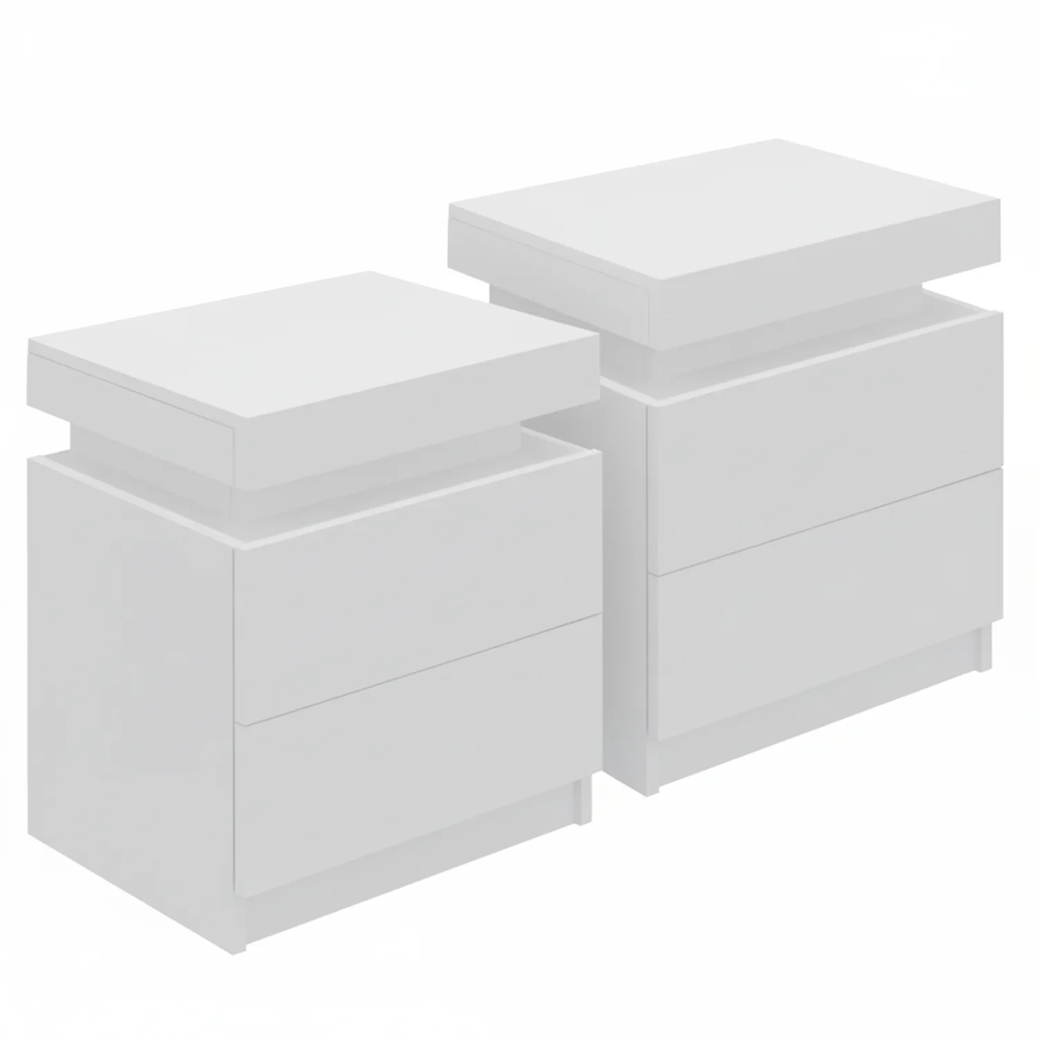 2X Bedside Table 2 Drawers Lift-up Storage White - Image 7