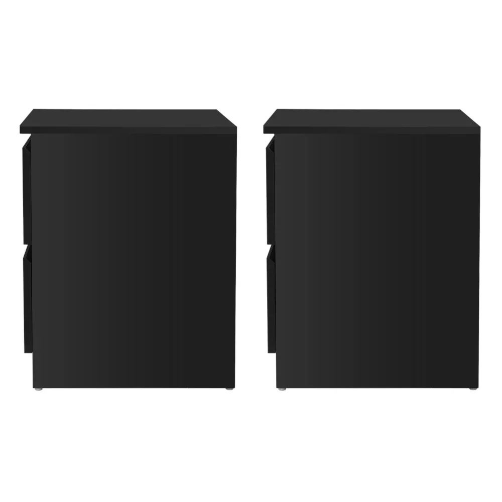2x Bedside Table 2 Drawers - PEPE Black - Image 3