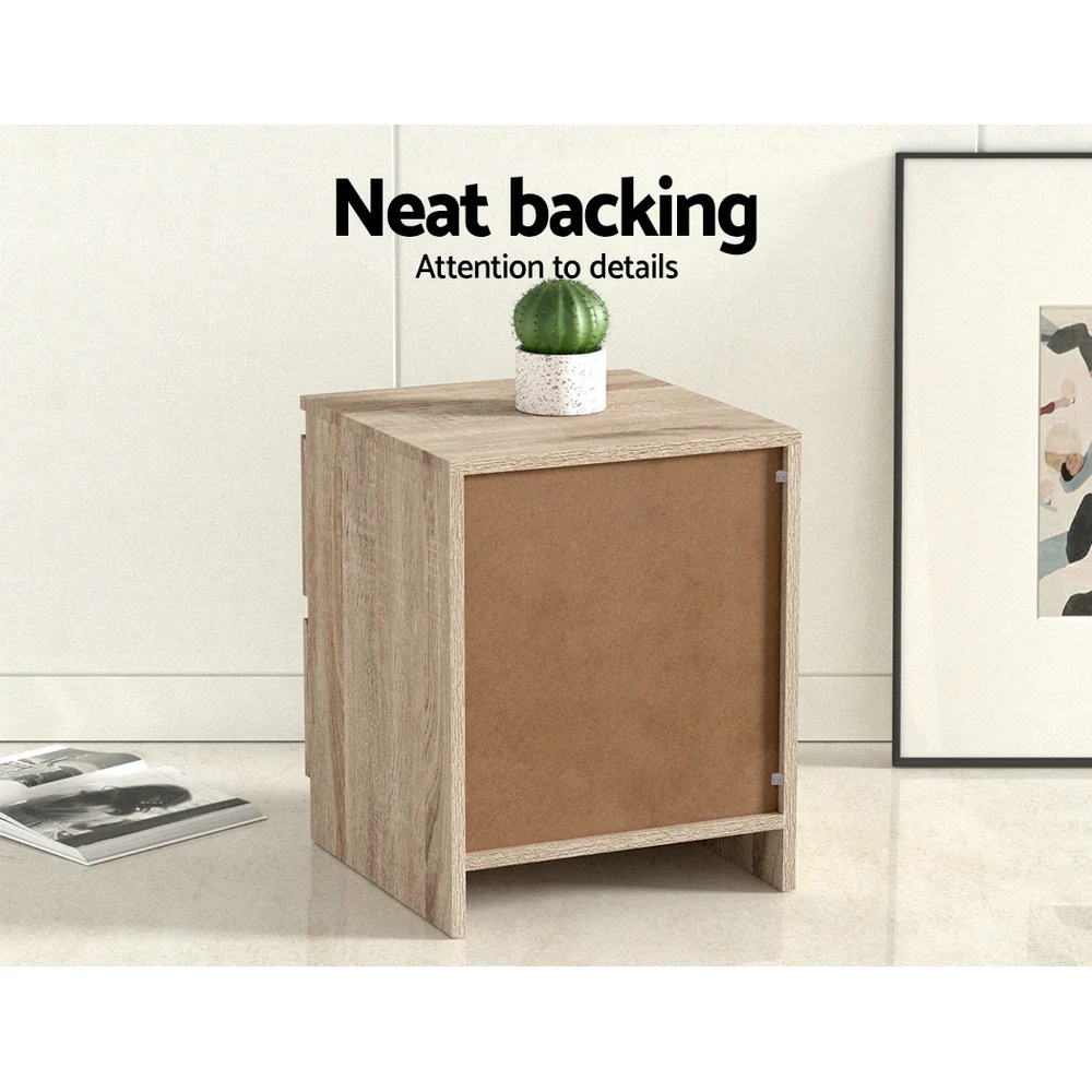 2x Bedside Table 2 Drawers - PEPE Oak - Image 4