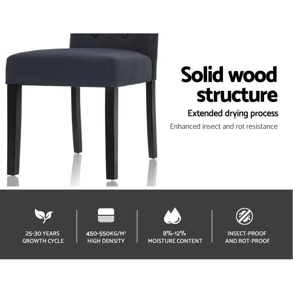 Dining Chairs Set of 2 Linen Parsons Chair Dark Grey - Image 4