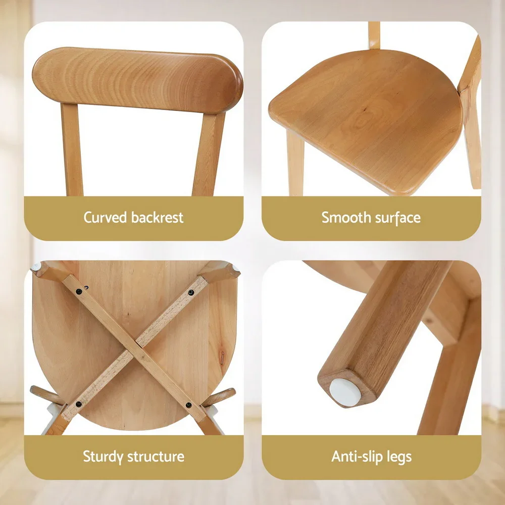 2x Dining Chairs Wooden Kitchen Accent Chair Cafe Lounge Rubber Wood - Image 4