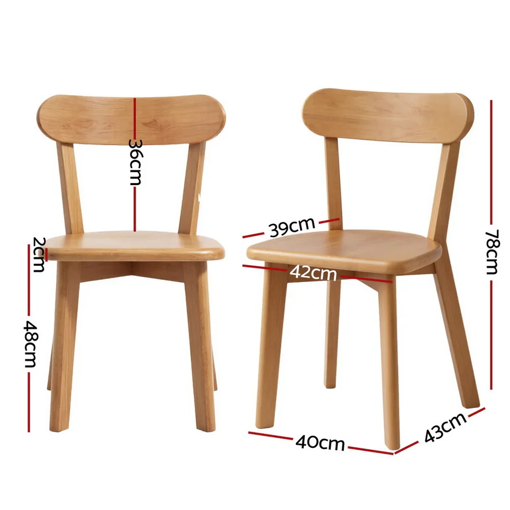 2x Dining Chairs Wooden Kitchen Accent Chair Cafe Lounge Rubber Wood - Image 5