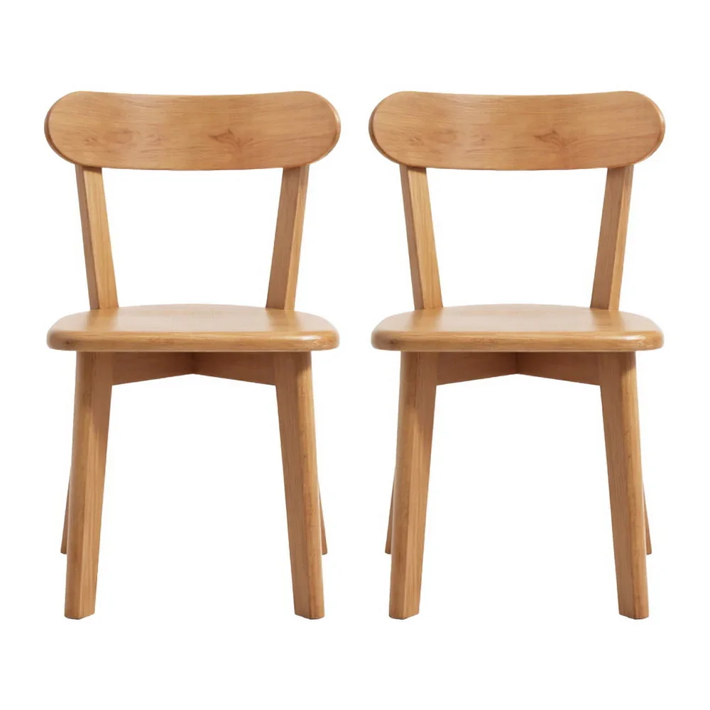 2x Dining Chairs Wooden Kitchen Accent Chair Cafe Lounge Rubber Wood - Image 6