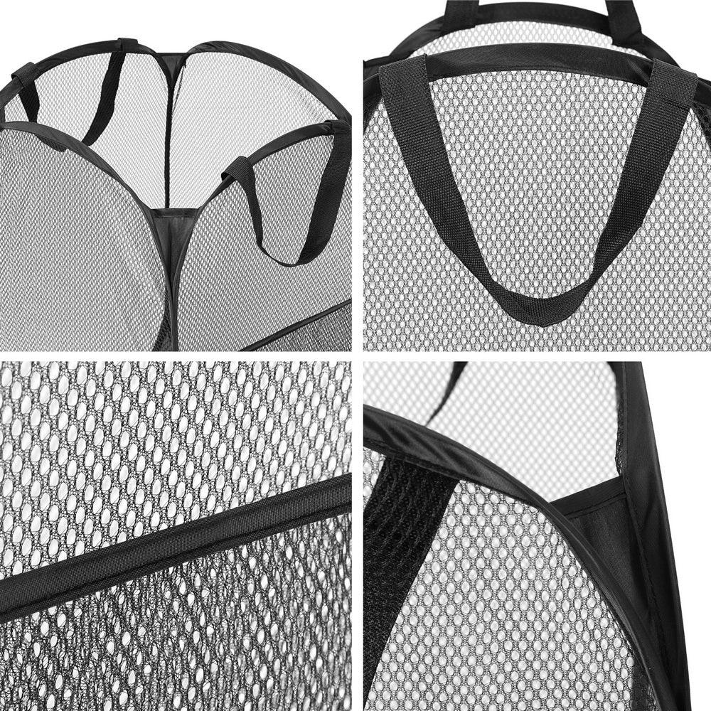 2X Laundry Basket Hamper Foldable Black - Image 4