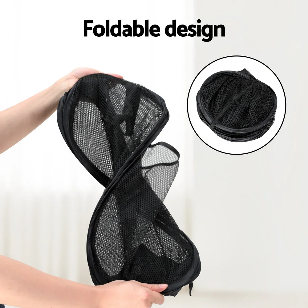2X Laundry Basket Hamper Foldable Black - Image 5