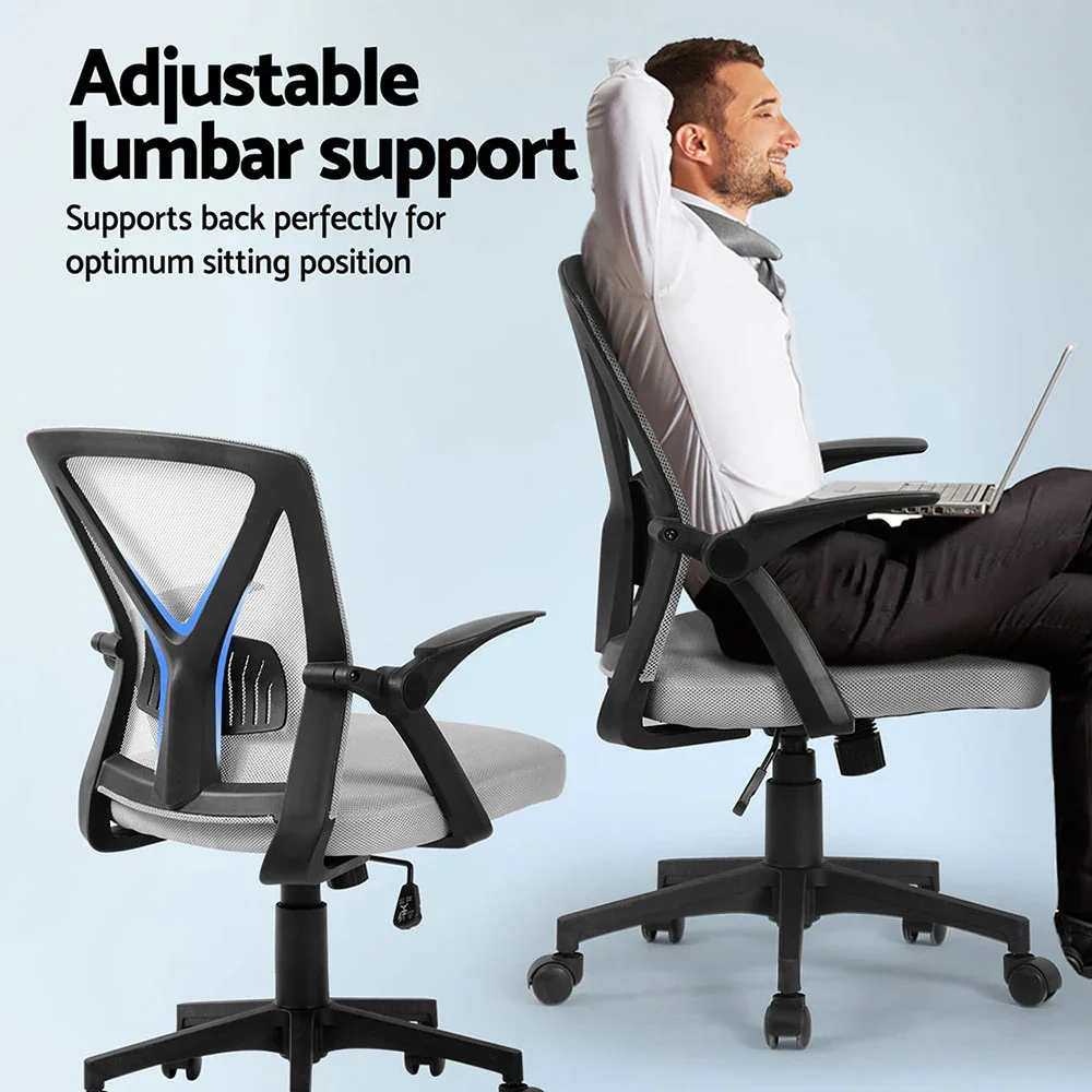 2x Mesh Office Chair Mid Back Grey - Image 5
