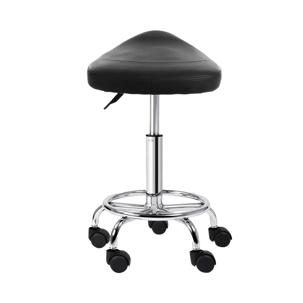 2x Salon Stool Saddle Swivel Chair Black - Image 8
