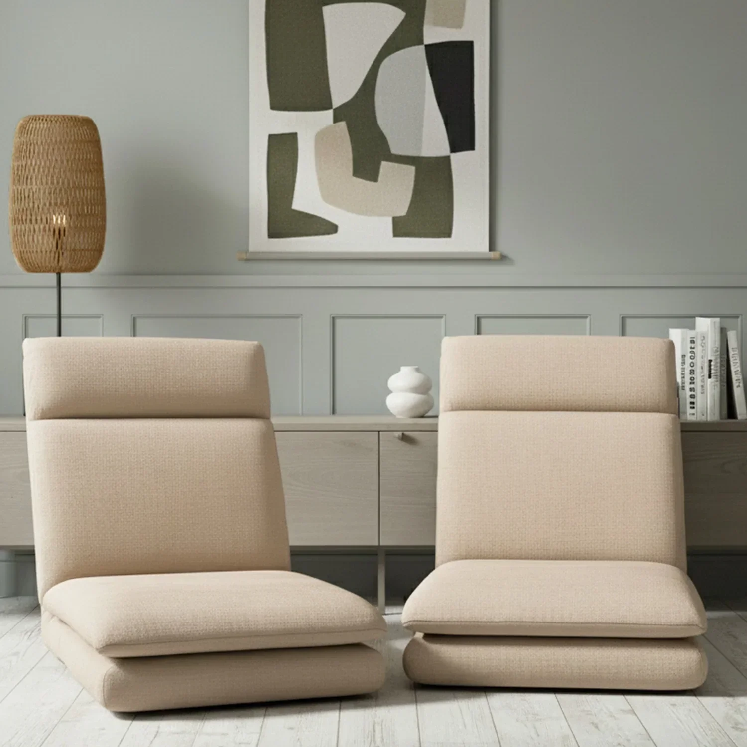 2XFloor Chair Sofa Linen Beige - Image 7