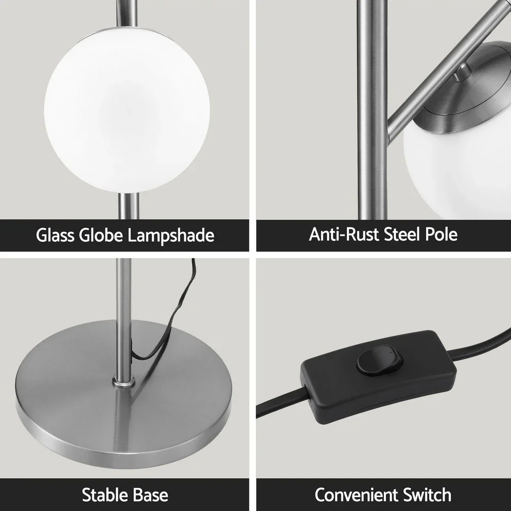 3-Light Tree Floor Lamp 165cm Tall Standing Light with Sphere Glass Shades for Modern Homes - Image 4