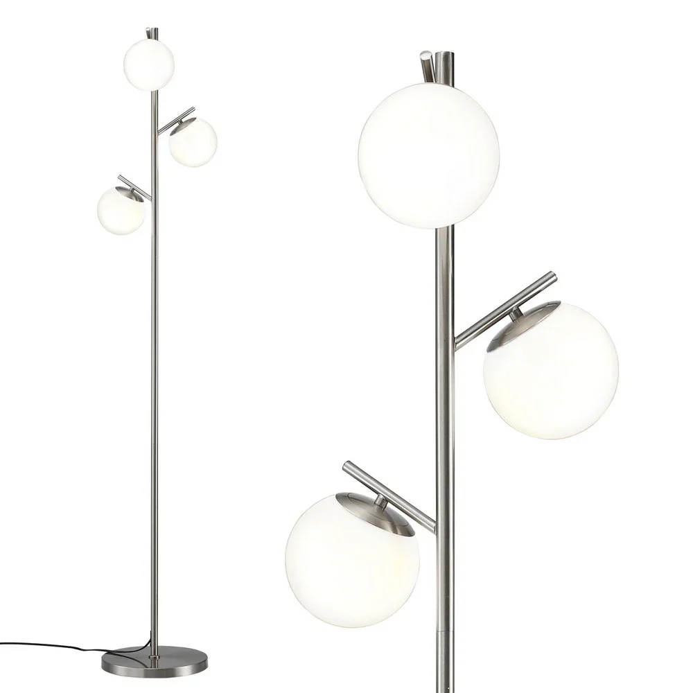 3-Light Tree Floor Lamp 165cm Tall Standing Light with Sphere Glass Shades for Modern Homes - Image 5