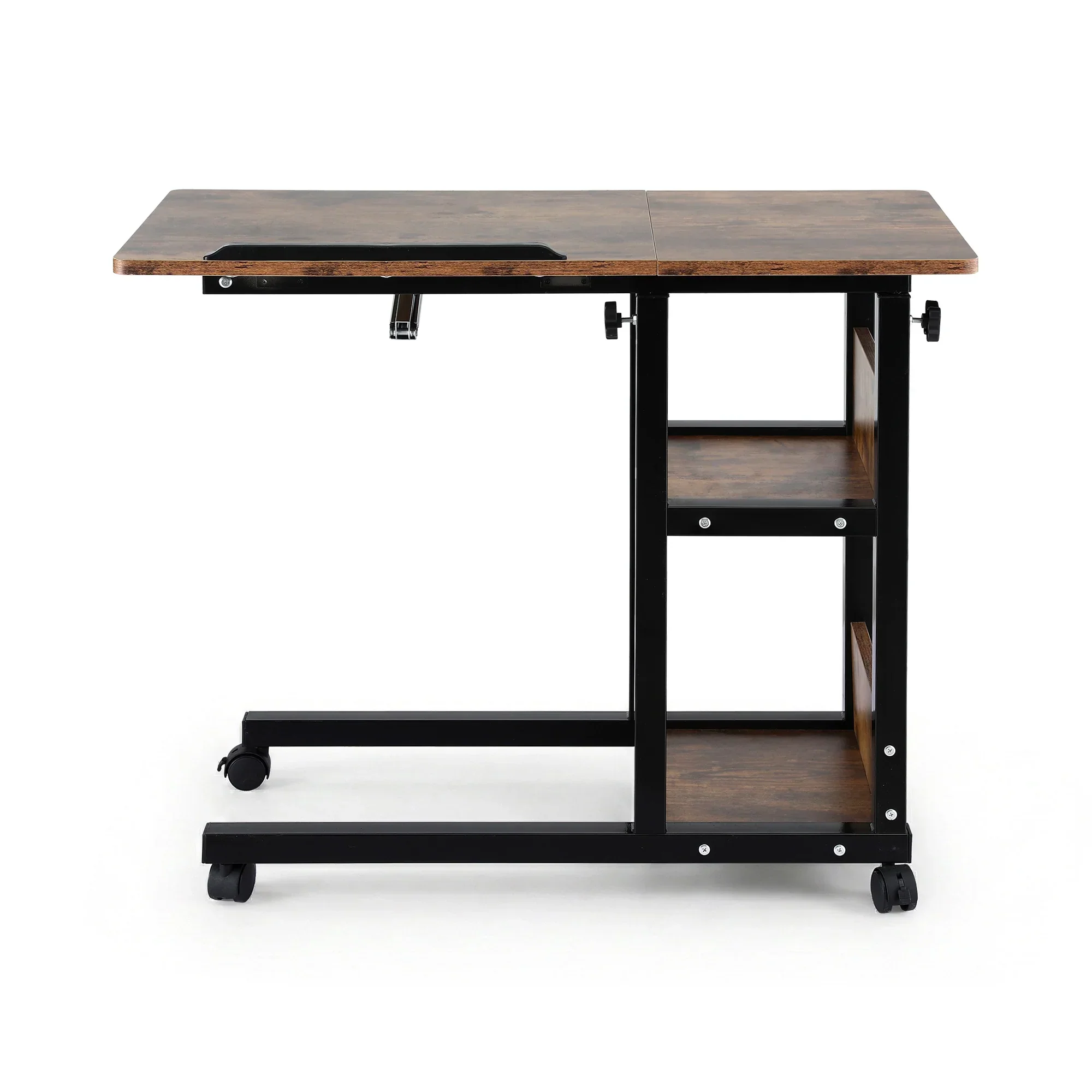 3 Tier Adjustable Laptop Desk Tiltable Mobile Side Table Wheels - Image 3