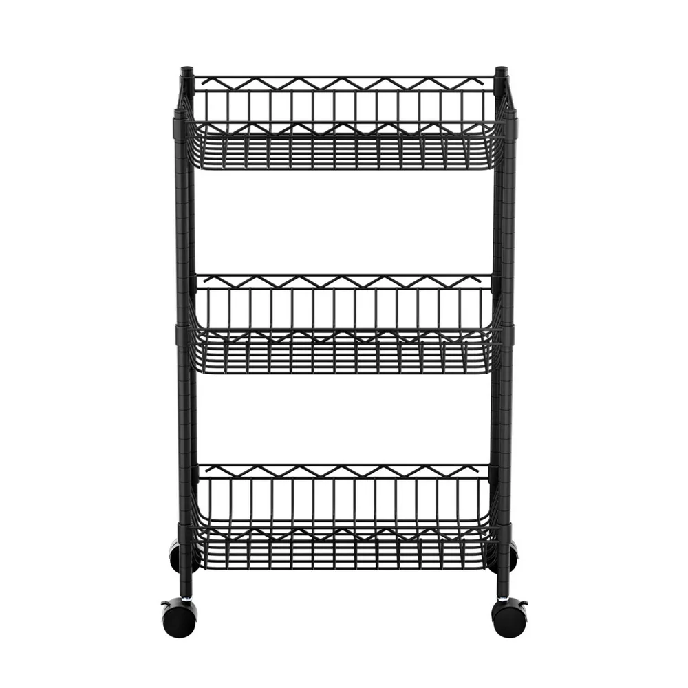 3-Tier Shelving Unit Adjustable Garage Storage Kitchen Rack With Wheels - Image 8