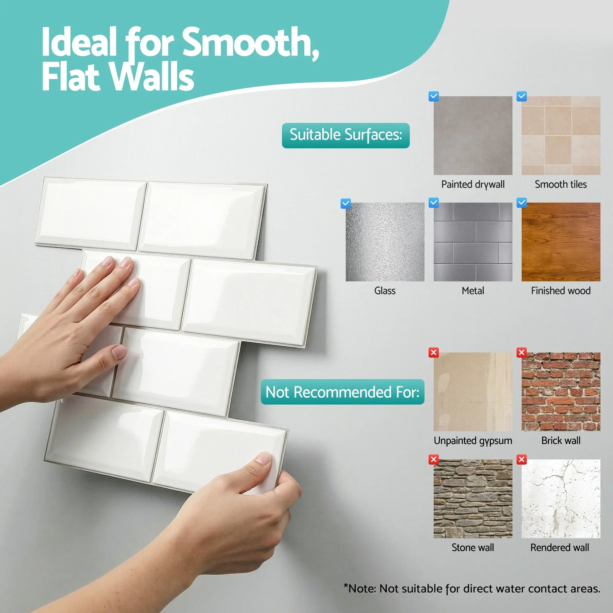 3D Peel and Stick Wall Tiles Self Adhesive Subway Backsplash 10 Sheets, White - Image 8