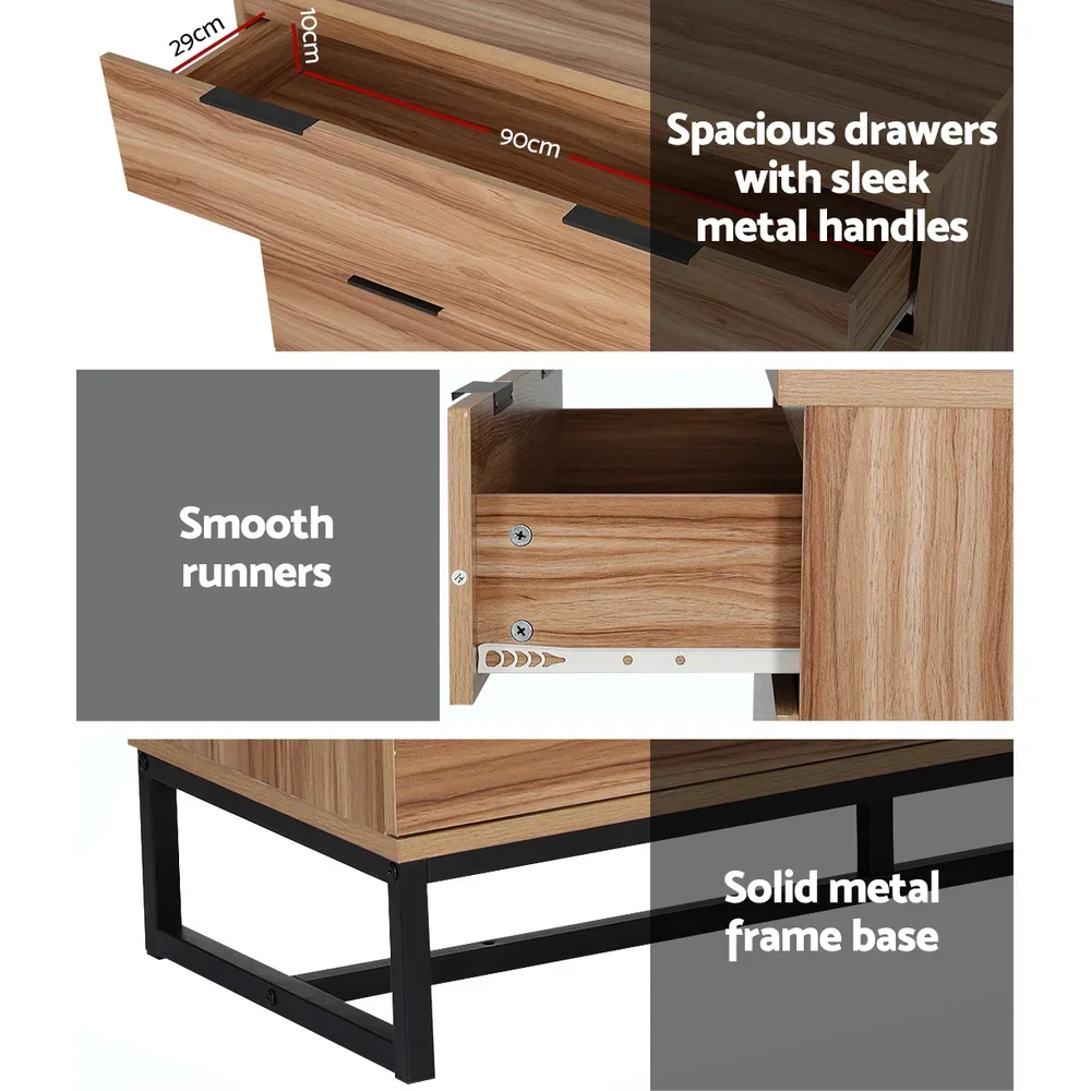 4 Chest of Drawers Cabinet Dresser Table Tallboy Storage Bedroom Rust Oak - Image 8
