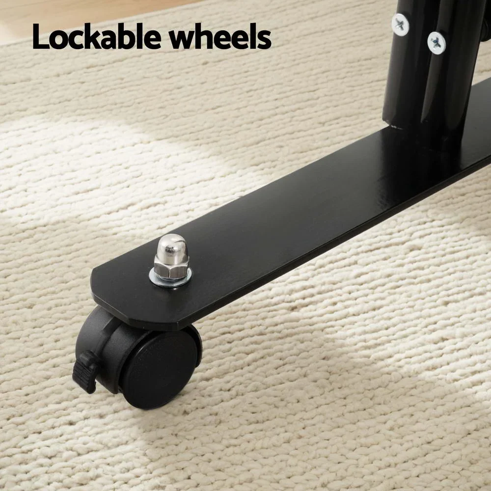 4 Panel Room Divider Screen 217cm Wheel Fabric Black - Image 6
