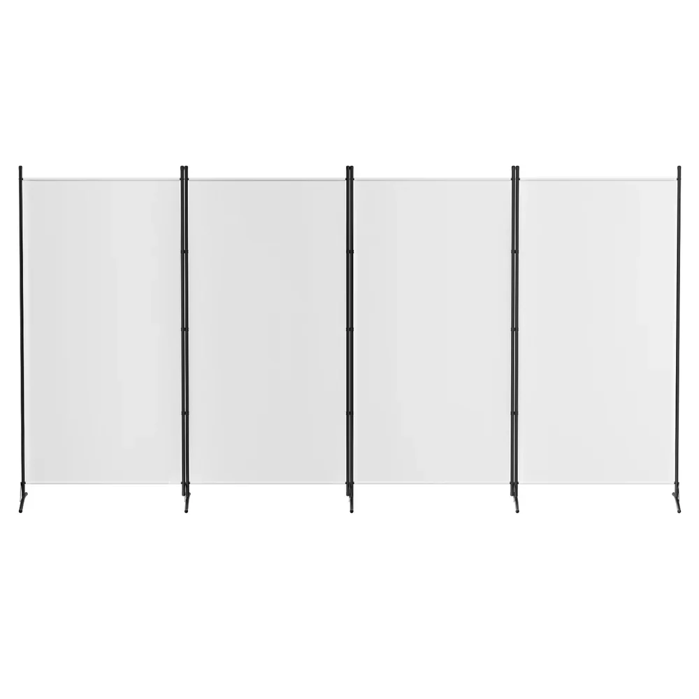 4 Panel Room Divider Screen 345x180cm Fabric White - Image 3
