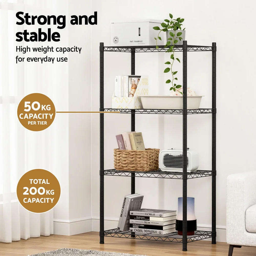 4-Tier Shelving Unit Adjustable Garage Storage Shelves Kitchen Rack Steel - Image 3