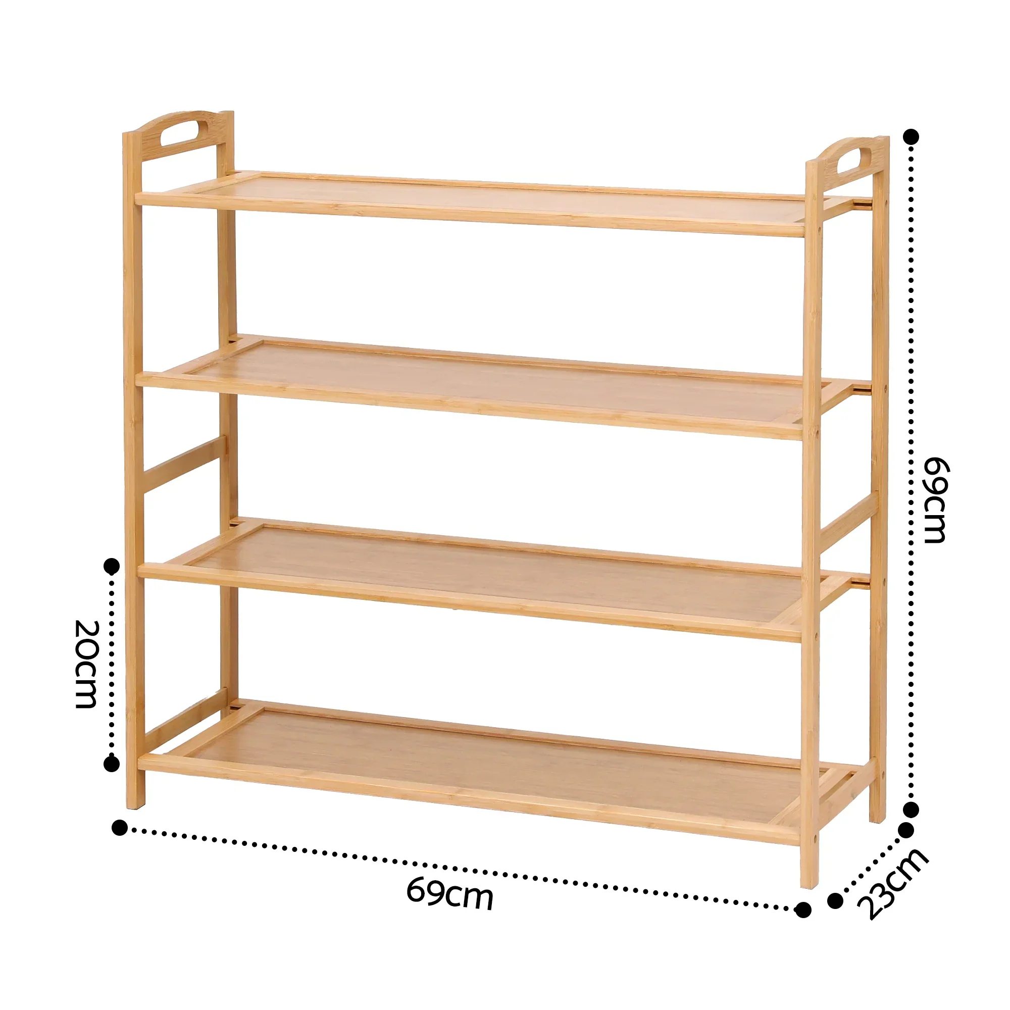 4 Tier Shoe Rack Bamboo Storage Organiser Pine - Image 3
