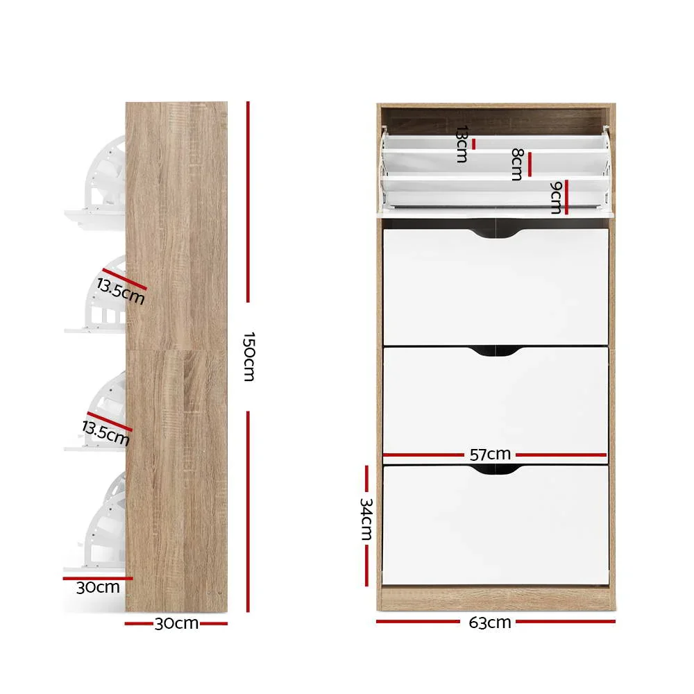 Shoe Rack Cabinet 60 Pairs 4-tier White Elen - Image 4