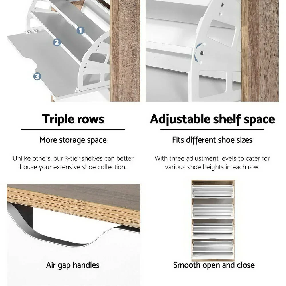 Shoe Rack Cabinet 60 Pairs 4-tier White Elen - Image 8