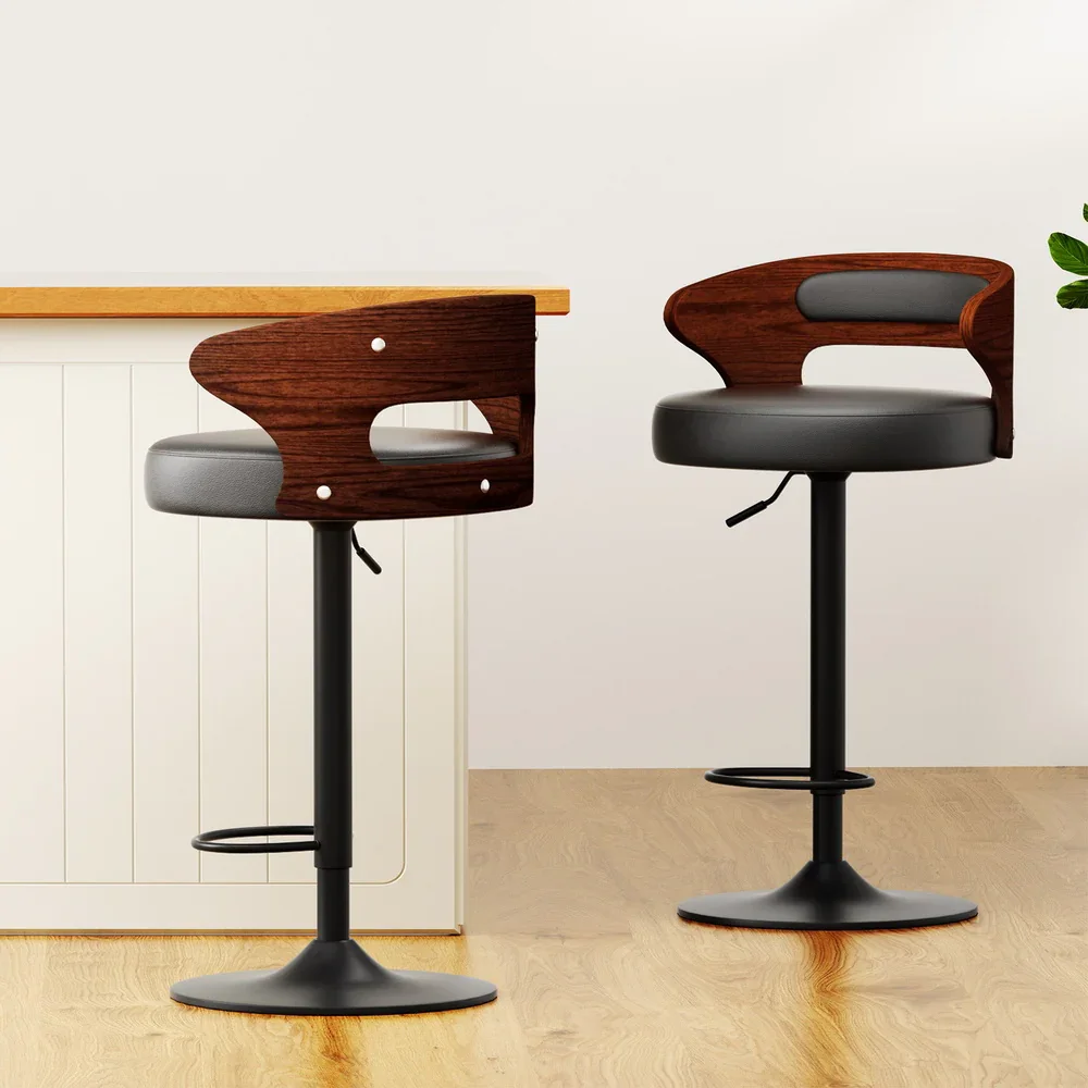 4x Bar Stools Gas Lift Faux Leather - Image 7